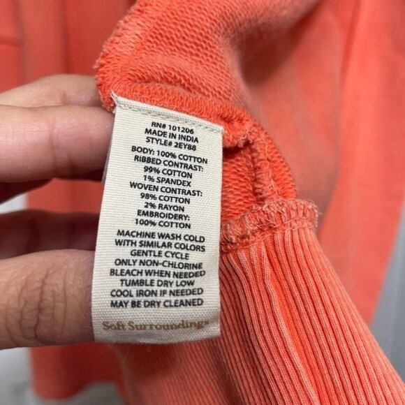 SOFT SURROUNDINGS Ellie Topper CardiganSweater Eyelet in Coral Size S - Picture 8 of 9